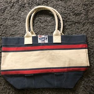 Superdry Tote Bag RedBlueCream Washed Denim Canvas